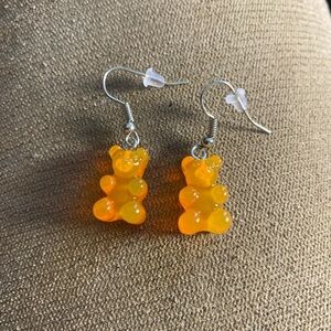 Orange Gummy Bear Earrings, Dangle Drop - Great Gift, Cute